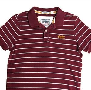 SUPERDRY London Collar Burgundy Striped Polo EUC!